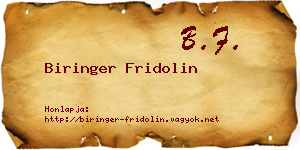 Biringer Fridolin névjegykártya